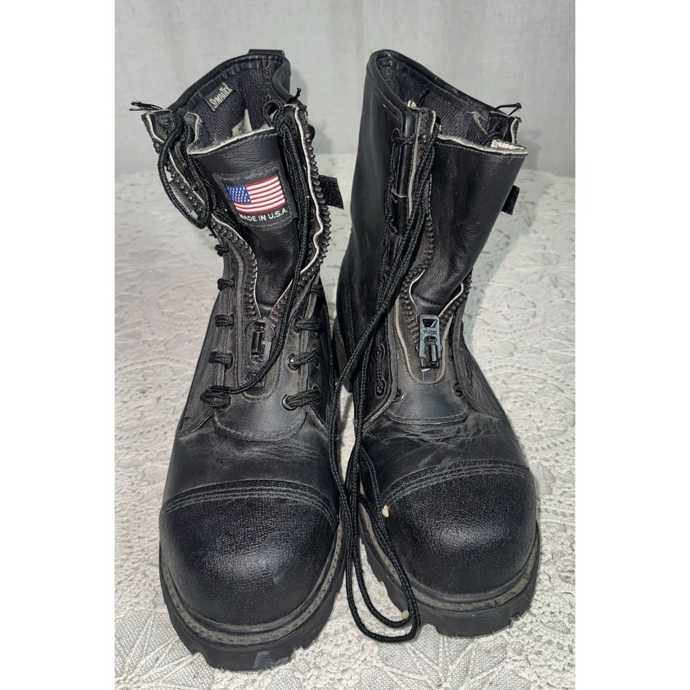 Sympatex USA Heavy Fire Work Boots Sz 8.5 W Leather Zippers Don't Work Goth